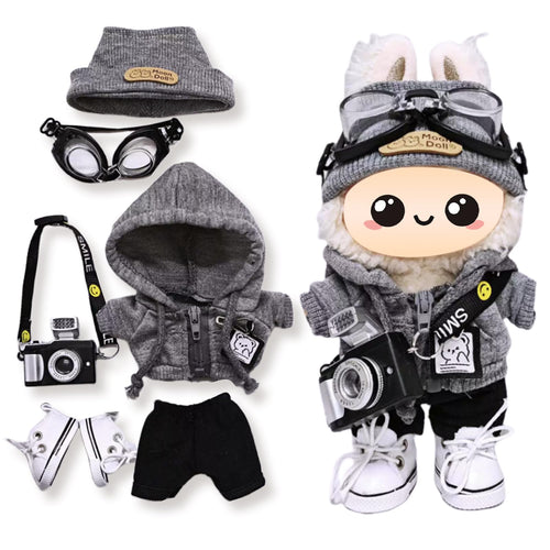 10 Complete Outfits for 15cm/17cm Labubu & Blythe Dolls – Premium Fabric Fashion Set by Mengudig