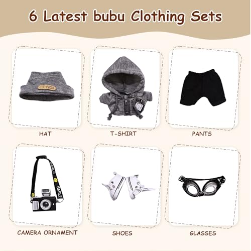 10 Complete Outfits for 15cm/17cm Labubu & Blythe Dolls – Premium Fabric Fashion Set by Mengudig