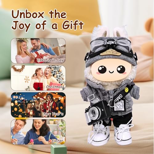 10 Complete Outfits for 15cm/17cm Labubu & Blythe Dolls – Premium Fabric Fashion Set by Mengudig