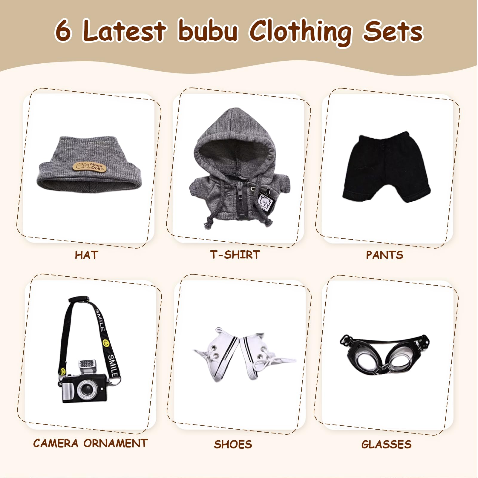 10 Complete Outfits for 15cm/17cm Labubu & Blythe Dolls – Premium Fabric Fashion Set by Mengudig