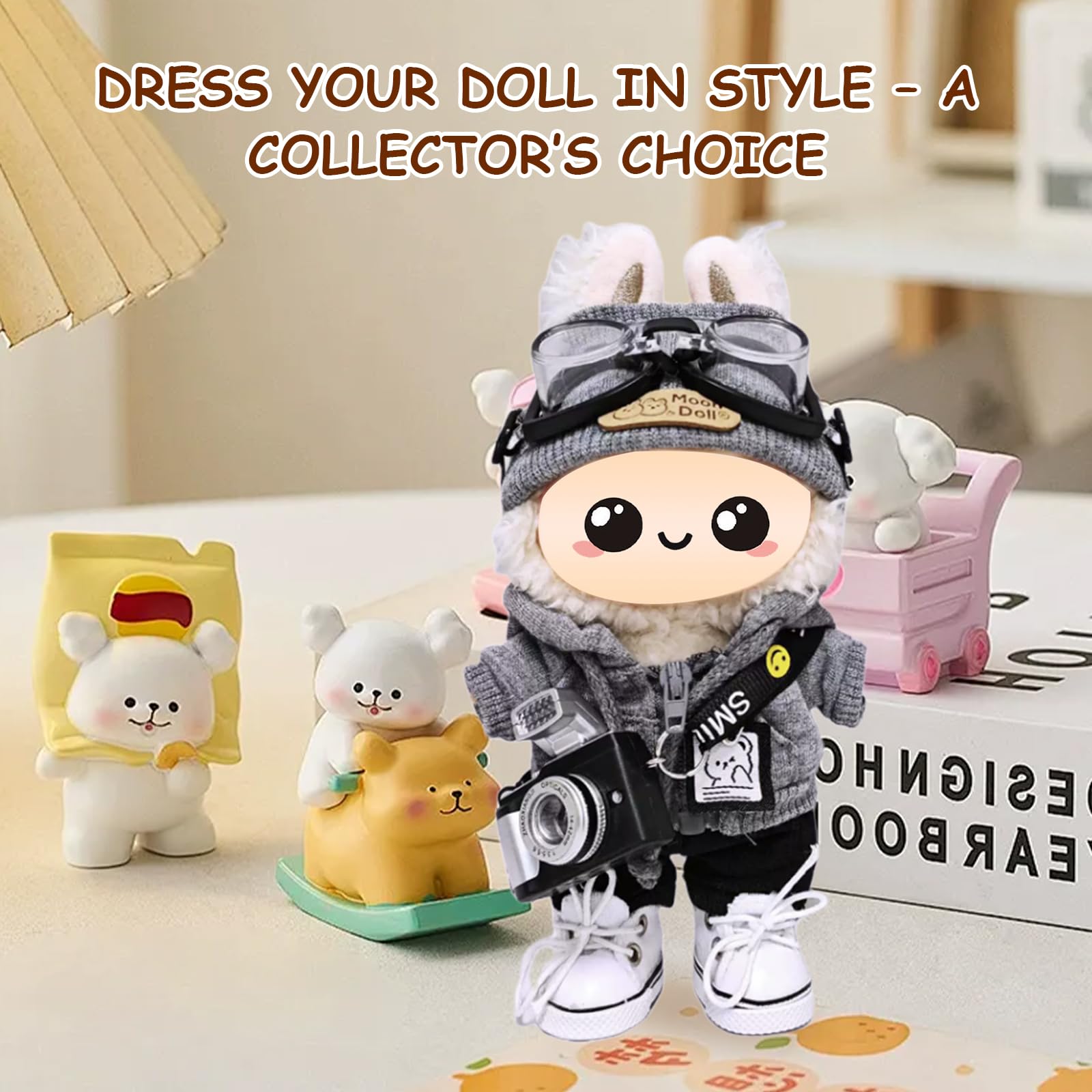 10 Complete Outfits for 15cm/17cm Labubu & Blythe Dolls – Premium Fabric Fashion Set by Mengudig