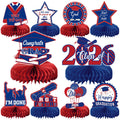 10 Graduation Party Centerpieces Class of 2026 – Blue & Red Honeycomb Table Decorations by MOORAY