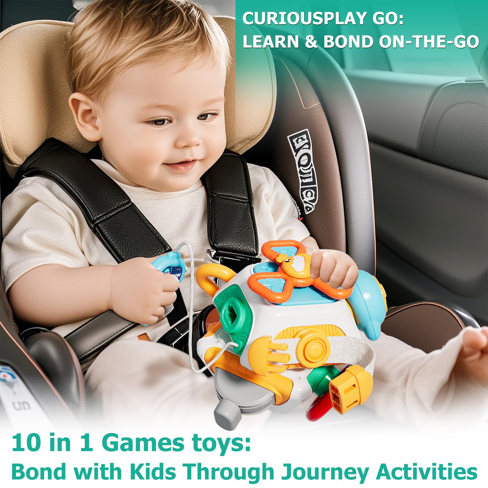 10-in-1 Montessori Busy Board Activity Cube for Toddlers 1-3, Sensory Travel Toys for 6-18 Months, Educational Gift for Boys & Girls