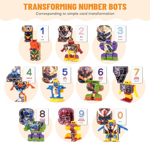 10-in-1 Number Robots Transforming Toy Set – Build a Giant 12-Inch Robot, STEM Learning Blocks for Ages 3-8