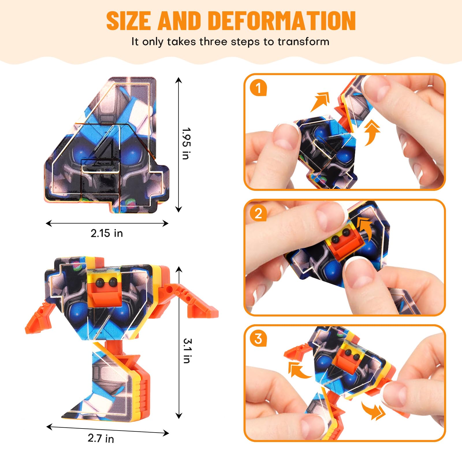 10-in-1 Number Robots Transforming Toy Set – Build a Giant 12-Inch Robot, STEM Learning Blocks for Ages 3-8