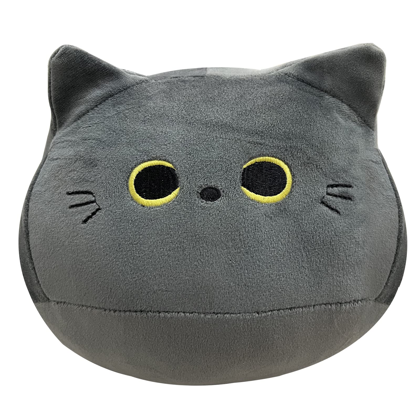 10 inch Gray Cat Plush Toy, Soft Squishy Pillow by AudeRhine - Kawaii Stuffed Animal Gift for Cat Lovers