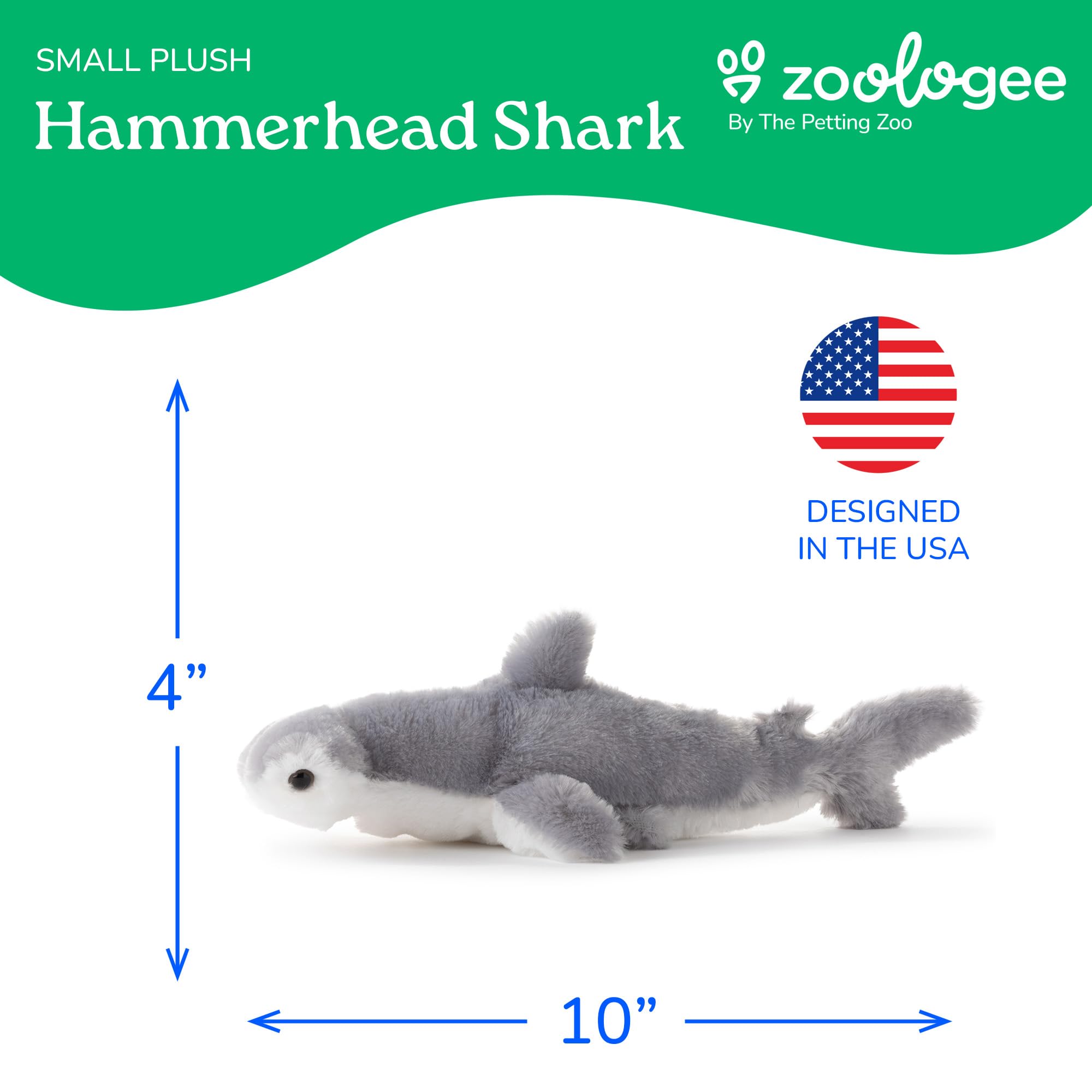 10-Inch Hammerhead Shark Stuffed Animal Plush Toy – Soft, Floppy, and Eco-Friendly from The Petting Zoo