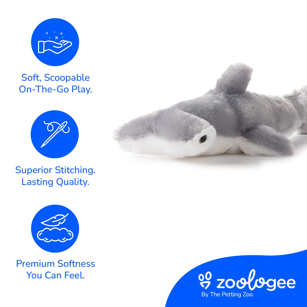 10-Inch Hammerhead Shark Stuffed Animal Plush Toy – Soft, Floppy, and Eco-Friendly from The Petting Zoo