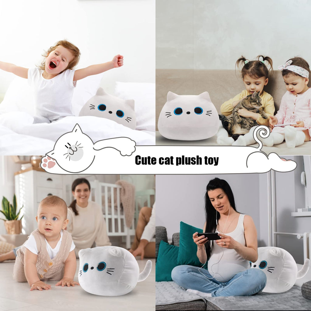 10-Inch Soft White Cat Plush Toy – Cute Squishy Plushie for Cat Lovers