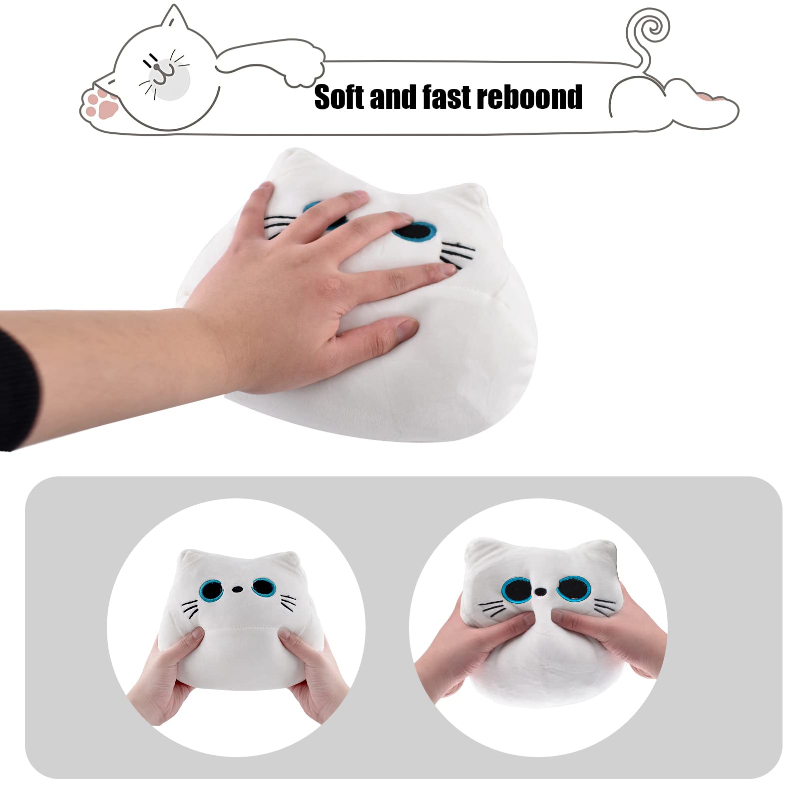 10-Inch Soft White Cat Plush Toy – Cute Squishy Plushie for Cat Lovers