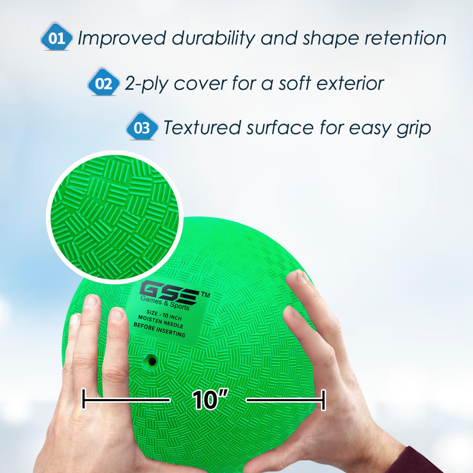 10" Inflatable Playground Ball by GSE Games & Sports Expert – Durable, BPA-Free PVC – for Dodgeball, Kickball & More (Green)