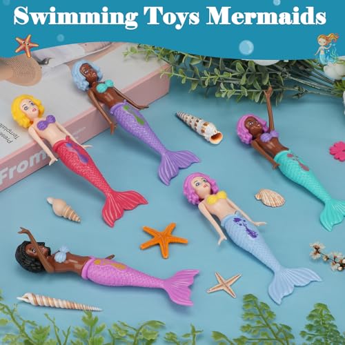 10-Pack Colorful Mermaid Diving Toys for Kids Ages 3-12 – Non-Repeating Styles, Underwater Sinking Pool Toys for Bath & Swimming Fun