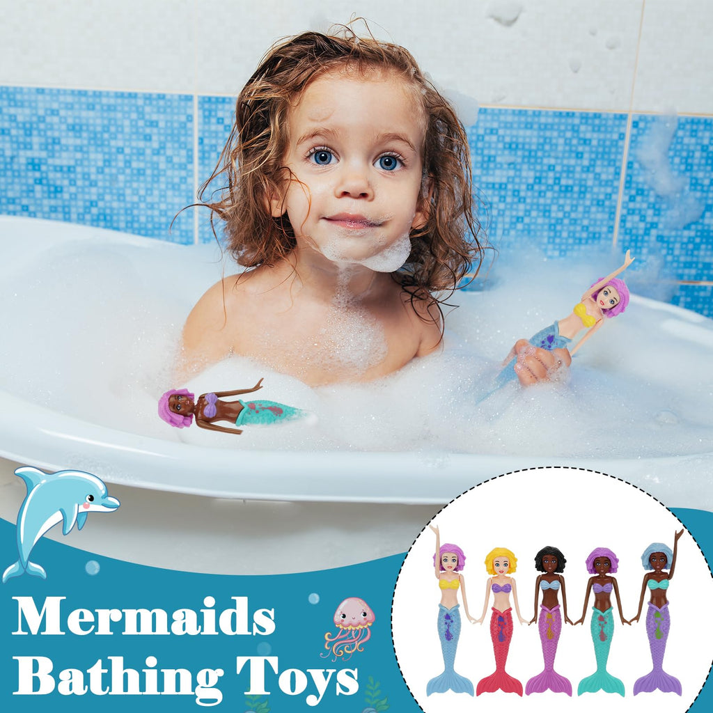 10-Pack Colorful Mermaid Diving Toys for Kids Ages 3-12 – Non-Repeating Styles, Underwater Sinking Pool Toys for Bath & Swimming Fun