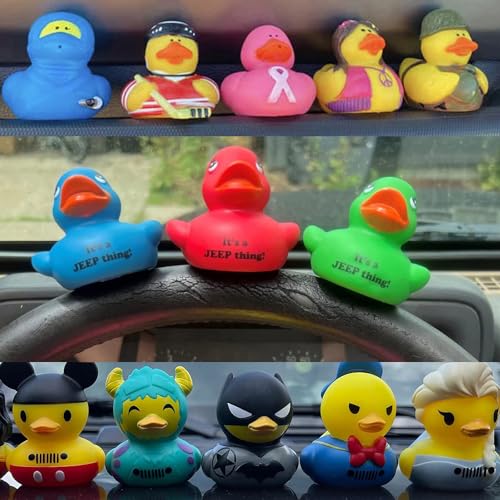 10-Pack Duck Holders for Jeep Dash – Rubber Duck Mounts with Locking Rings and Adhesive Stickers