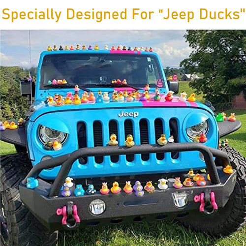 10-Pack Duck Holders for Jeep Dash – Rubber Duck Mounts with Locking Rings and Adhesive Stickers