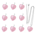 10-Pack Genuine Rose Quartz Heart Pendants – Natural Stone Charms for Jewelry Making with Silver Necklace