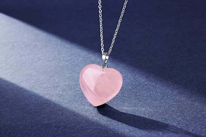 10-Pack Genuine Rose Quartz Heart Pendants – Natural Stone Charms for Jewelry Making with Silver Necklace