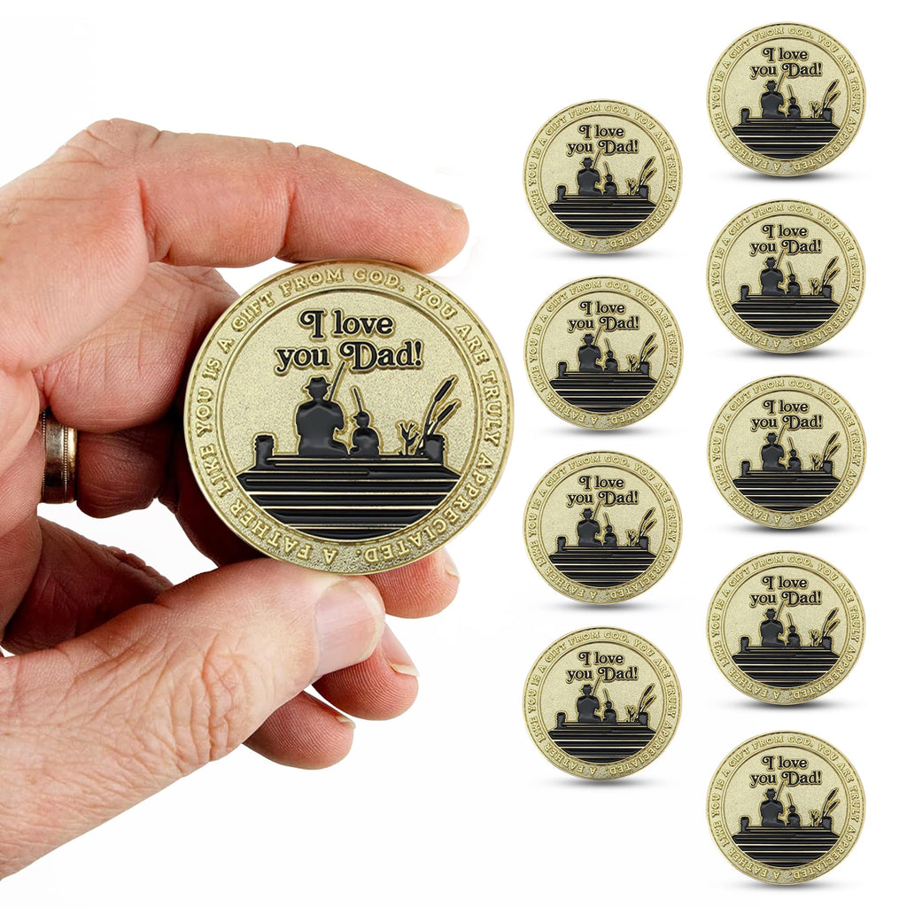 10-Pack Gold Plated Challenge Coin for Dad – Proverbs 20:7 Token of Appreciation