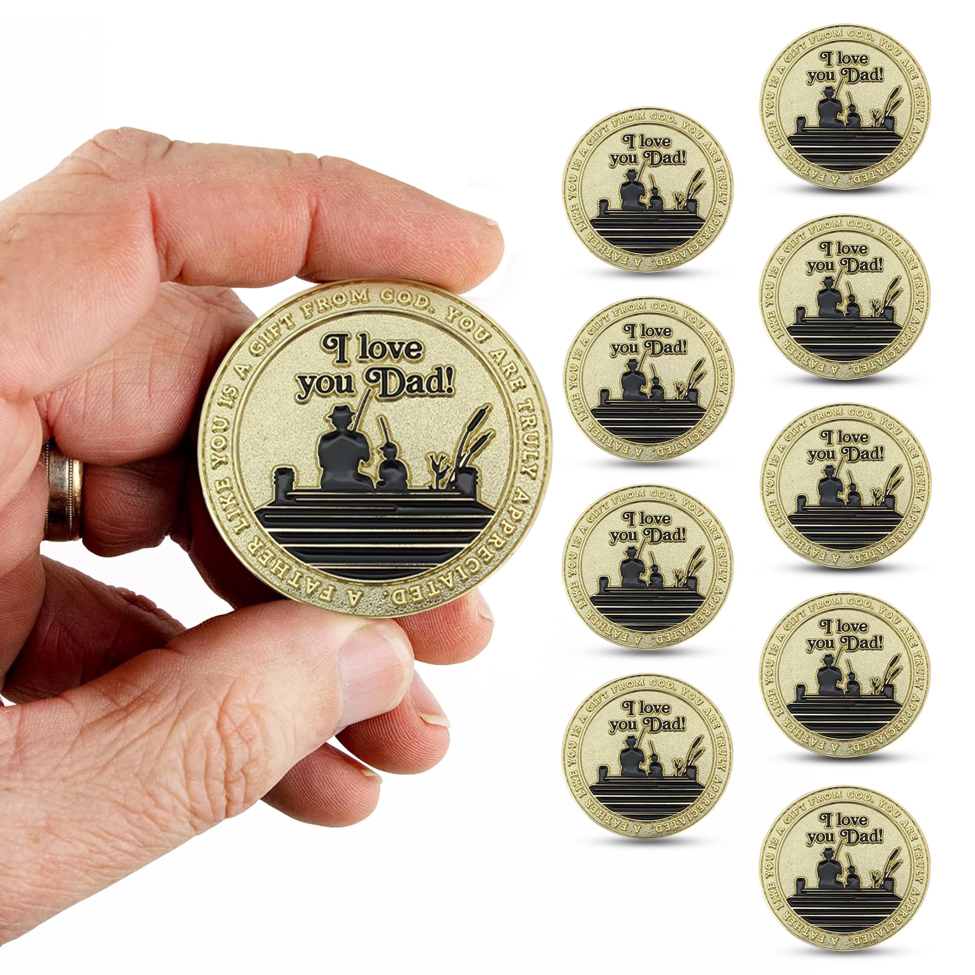 10-Pack Gold Plated Challenge Coin for Dad – Proverbs 20:7 Token of Appreciation