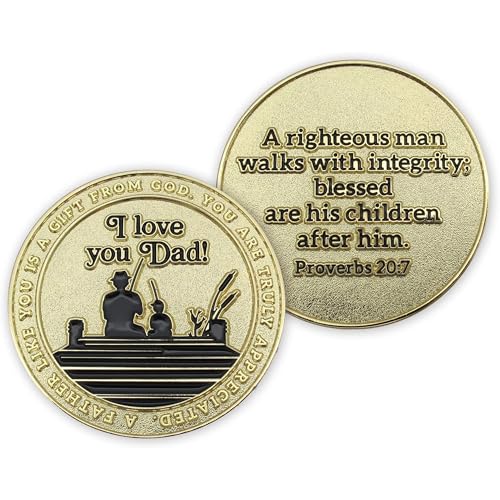 10-Pack Gold Plated Challenge Coin for Dad – Proverbs 20:7 Token of Appreciation