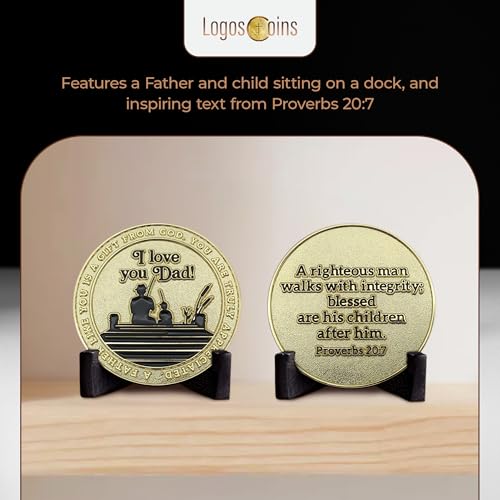 10-Pack Gold Plated Challenge Coin for Dad – Proverbs 20:7 Token of Appreciation