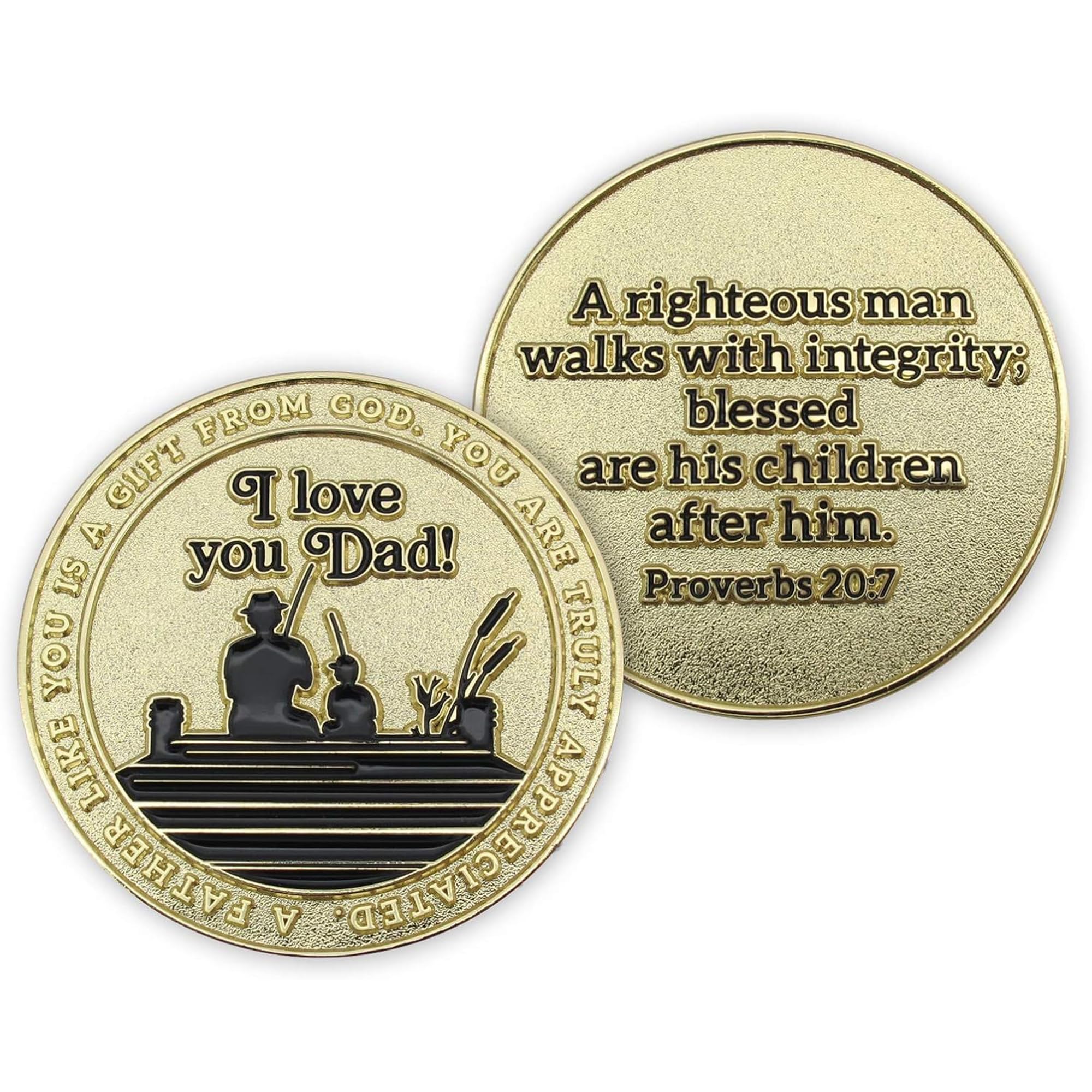 10-Pack Gold Plated Challenge Coin for Dad – Proverbs 20:7 Token of Appreciation