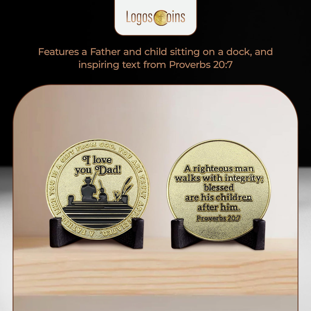 10-Pack Gold Plated Challenge Coin for Dad – Proverbs 20:7 Token of Appreciation