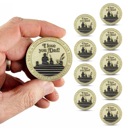 10-Pack Gold Plated Challenge Coin for Dad – Proverbs 20:7 Token of Appreciation