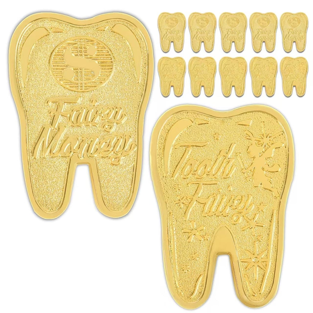 10-Pack Gold Tooth Fairy Coins by LALADUCK – Keepsake Reward for Lost Teeth