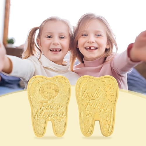 10-Pack Gold Tooth Fairy Coins by LALADUCK – Keepsake Reward for Lost Teeth