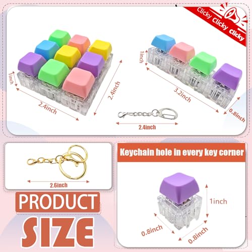 10-Pack Modular Keyboard Fidget Toy with RGB Light and Stickers – Build Shapes, Relieve Stress