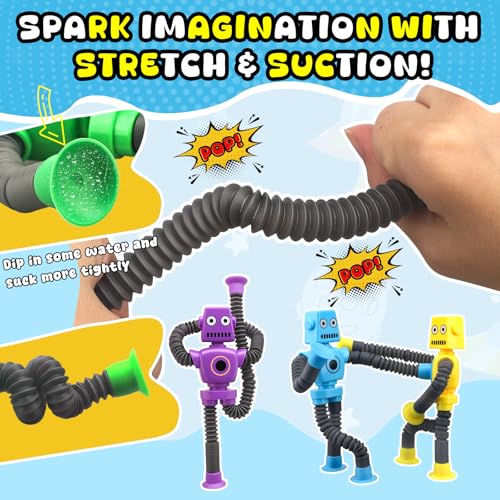 10-Pack Pop Tube Fidget Toys with Suction Cups – Stretchy Telescopic Sensory Toys for Boys Girls