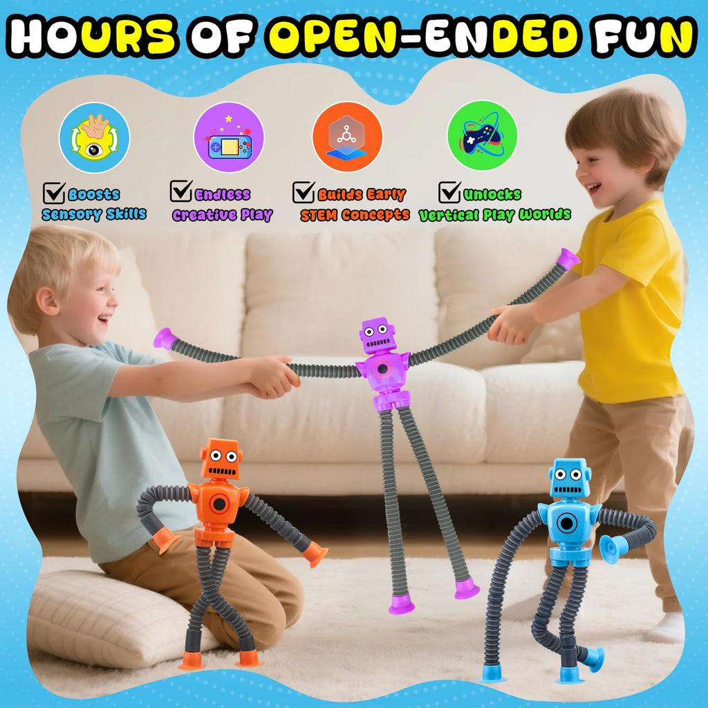 10-Pack Pop Tube Fidget Toys with Suction Cups – Stretchy Telescopic Sensory Toys for Boys Girls