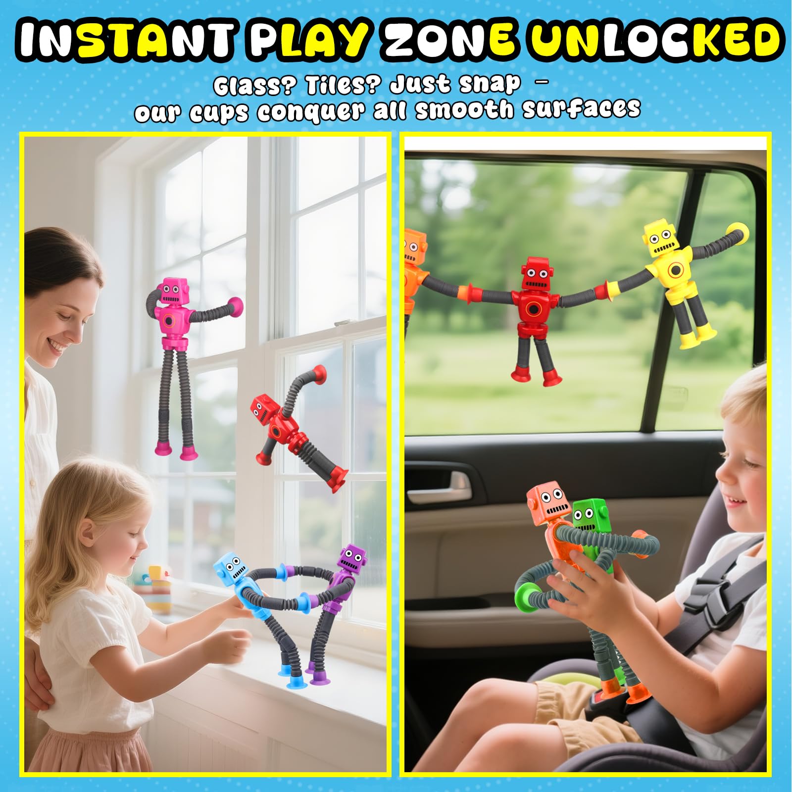 10-Pack Pop Tube Fidget Toys with Suction Cups – Stretchy Telescopic Sensory Toys for Boys Girls