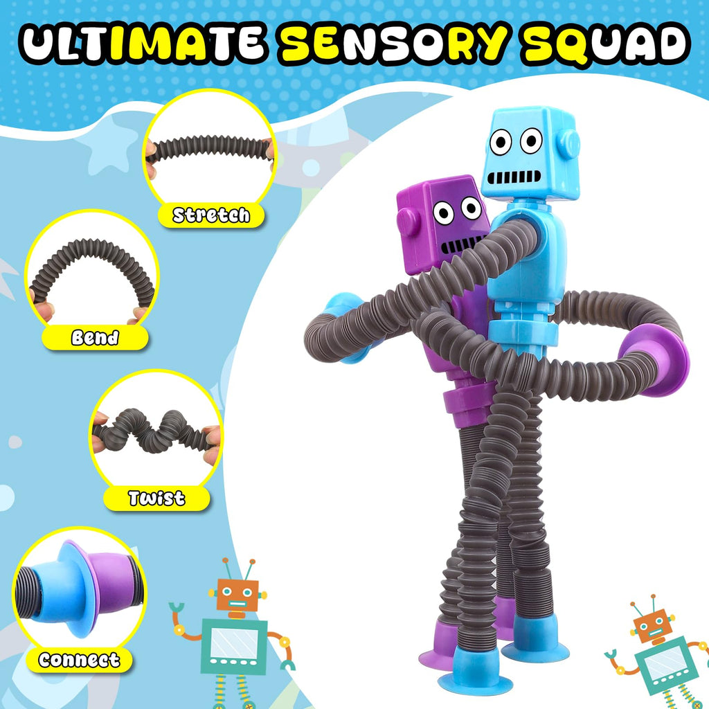 10-Pack Pop Tube Fidget Toys with Suction Cups – Stretchy Telescopic Sensory Toys for Boys Girls