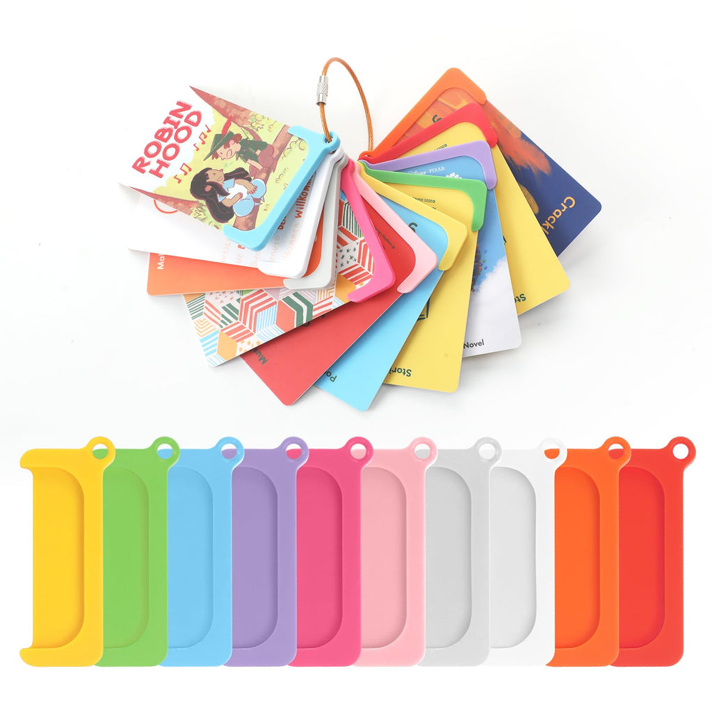 10 Pack Reusable Plastic Yoto Card Holders with Stainless Steel Ring - Portable Storage Sleeves for Yoto Mini & Player
