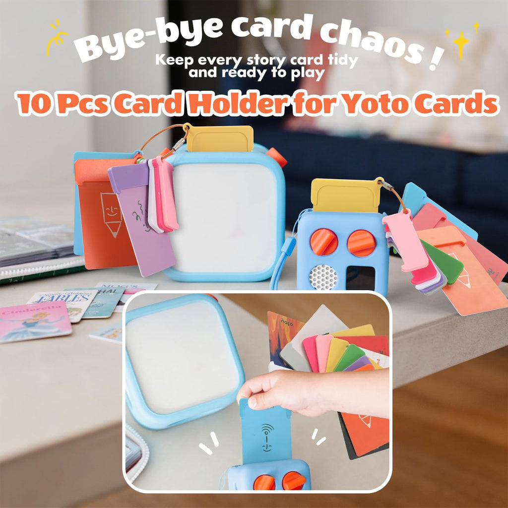 10 Pack Reusable Plastic Yoto Card Holders with Stainless Steel Ring - Portable Storage Sleeves for Yoto Mini & Player