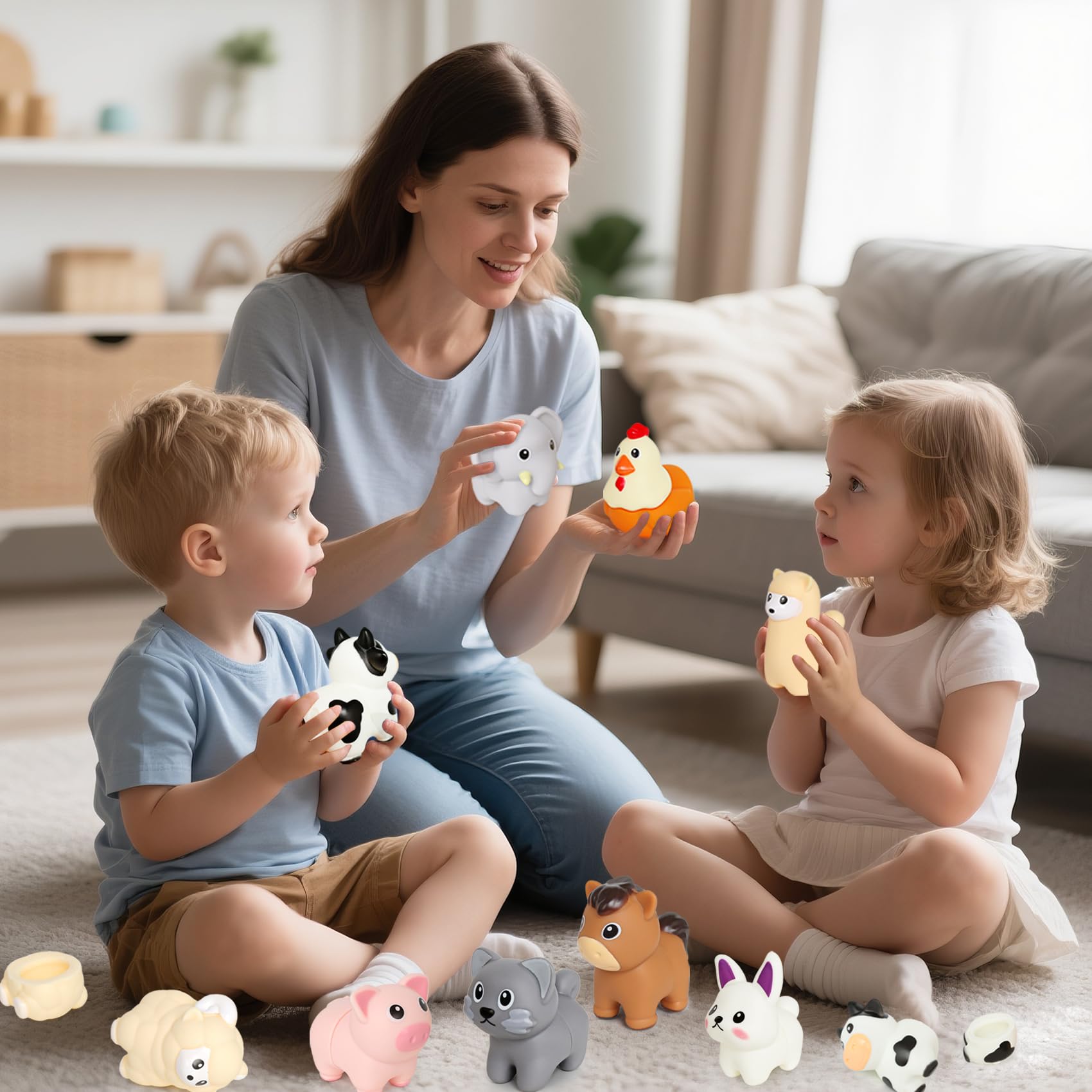 10-Piece Toddler Animal Matching Toys - Montessori Learning Games for Ages 1-3