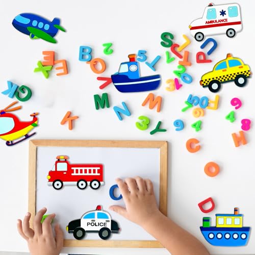 10-Piece Transportation Fridge Magnets for Toddlers – Car, Boat, Aircraft PVC Magnets for Kids Educational Play