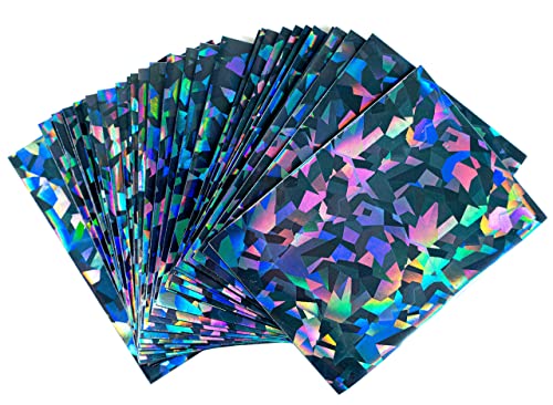 100 Black Holographic Card Sleeves – Perfect Fit Standard Size for Trading Cards by Premium Preferred Protection