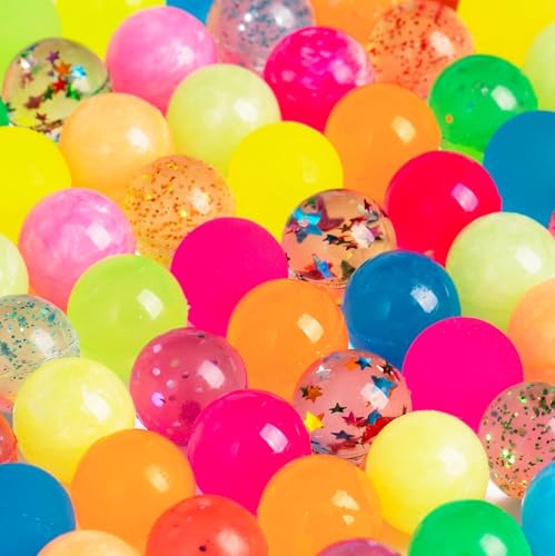 100 Colorful Mini Bouncy Balls in Gift Box – 18mm Party Favors for Kids