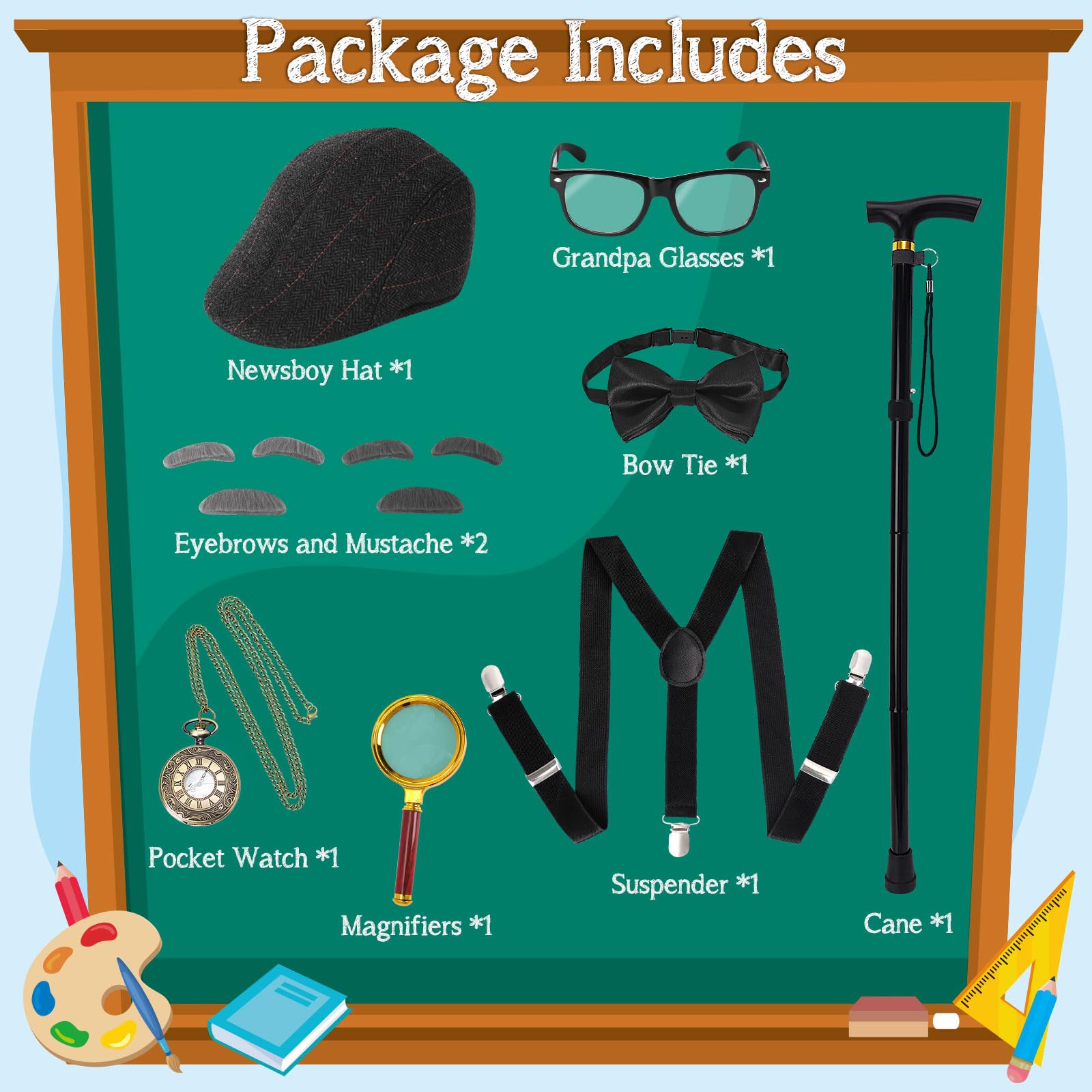 100 Days of School Costume for Boys – Complete Old Man Grandpa Set by Boutrele