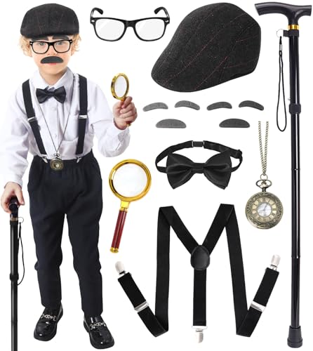 100 Days of School Costume for Boys – Complete Old Man Grandpa Set by Boutrele