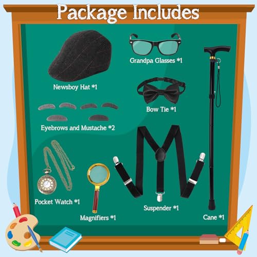 100 Days of School Costume for Boys – Complete Old Man Grandpa Set by Boutrele