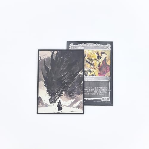 100 Dragon Themed Card Sleeves for TCG Games - 2.6 x 3.6 Inch Standard Size - Clear Front