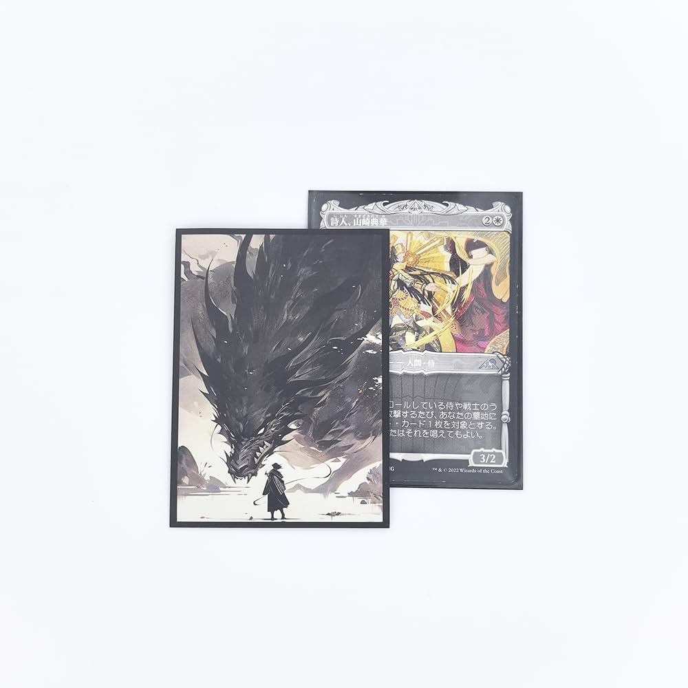 100 Dragon Themed Card Sleeves for TCG Games - 2.6 x 3.6 Inch Standard Size - Clear Front