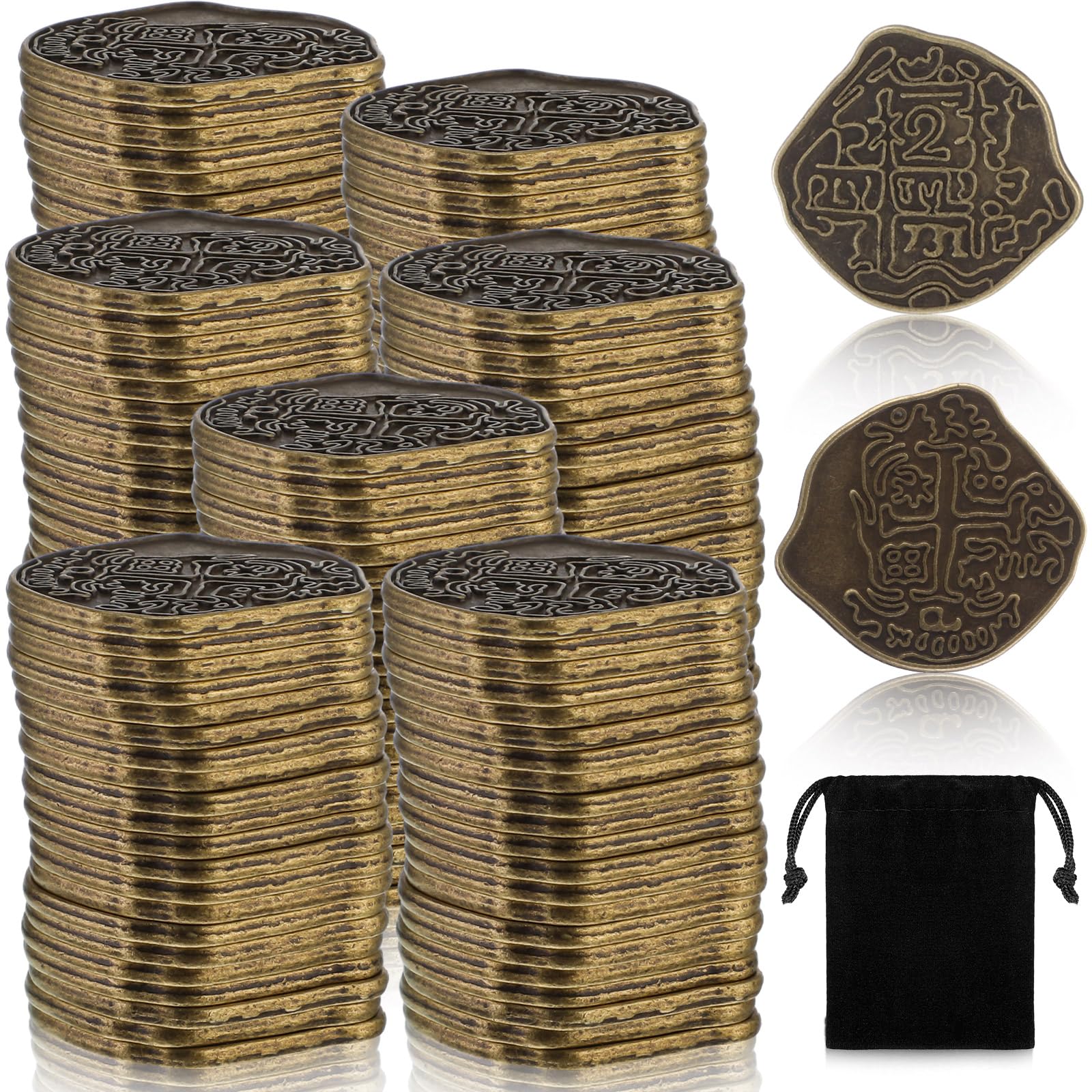 100 Metal Pirate Coins – Bronze Spanish Doubloon Tokens for Treasure Hunts & Party Games