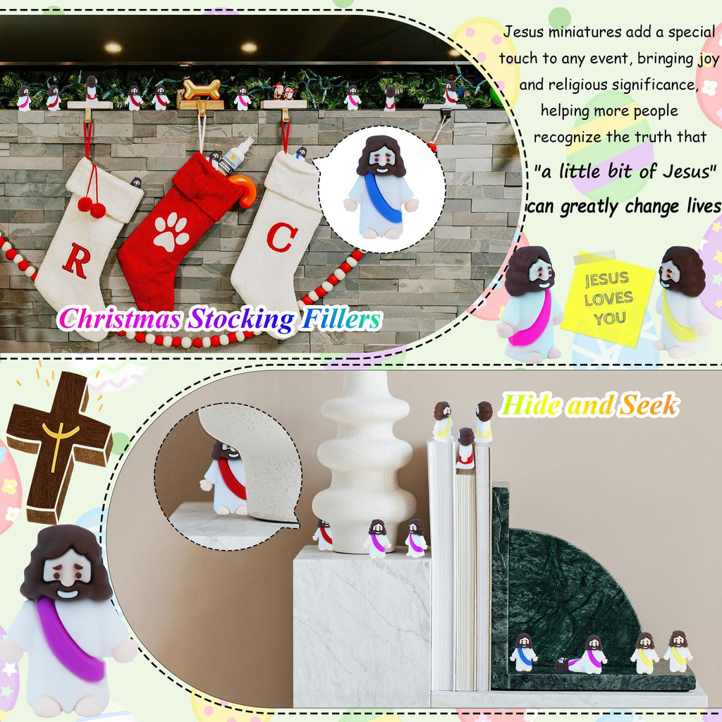 100 Mini Jesus Figures – 6 Colors Rubber Jesus Toys for Easter, Baptism, and Faith Sharing