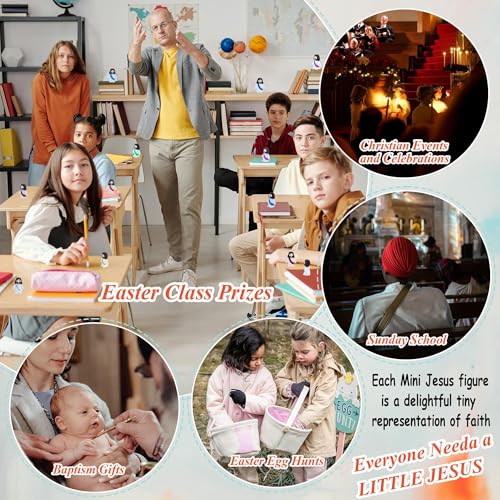 100 Mini Rubber Jesus Figurines Bulk – 10 Colors with 'Jesus Loves You' Message for Easter Egg Fillers and Hide and Seek