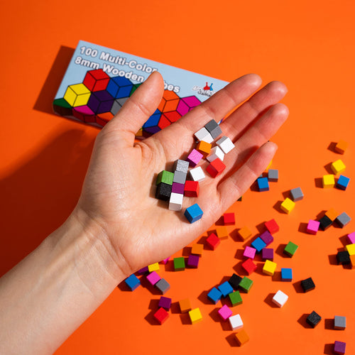 100 Multi-Color Wooden Cubes (8mm) – Board Game Replacement Pieces & Classroom Sorting Tokens by Apostrophe Games